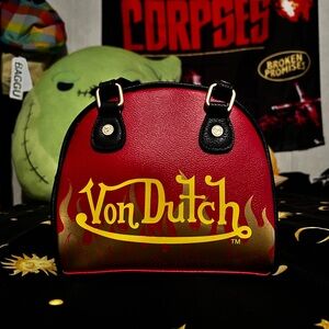 Von Dutch Red and Gold City of Angels bowling Bag